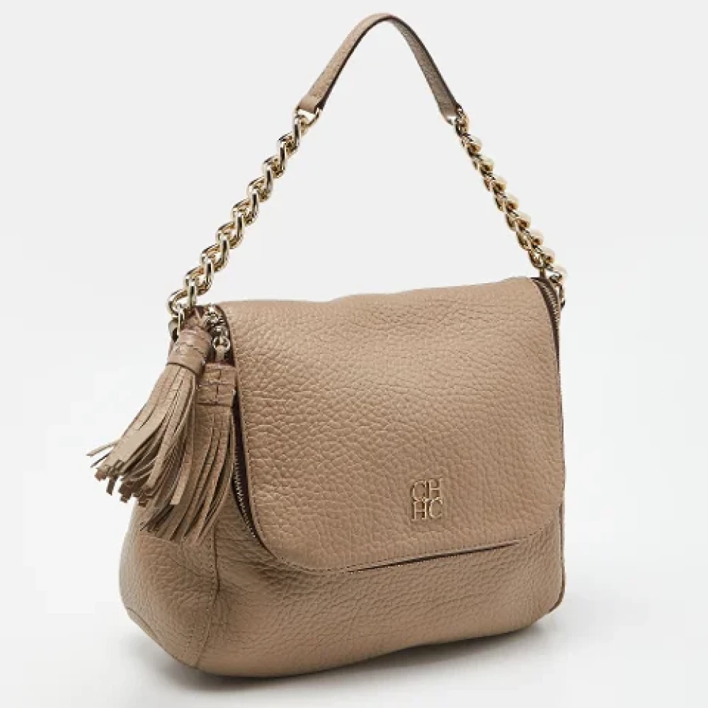 Carolina Herrera Pre-owned Leather handbags Beige Unisex