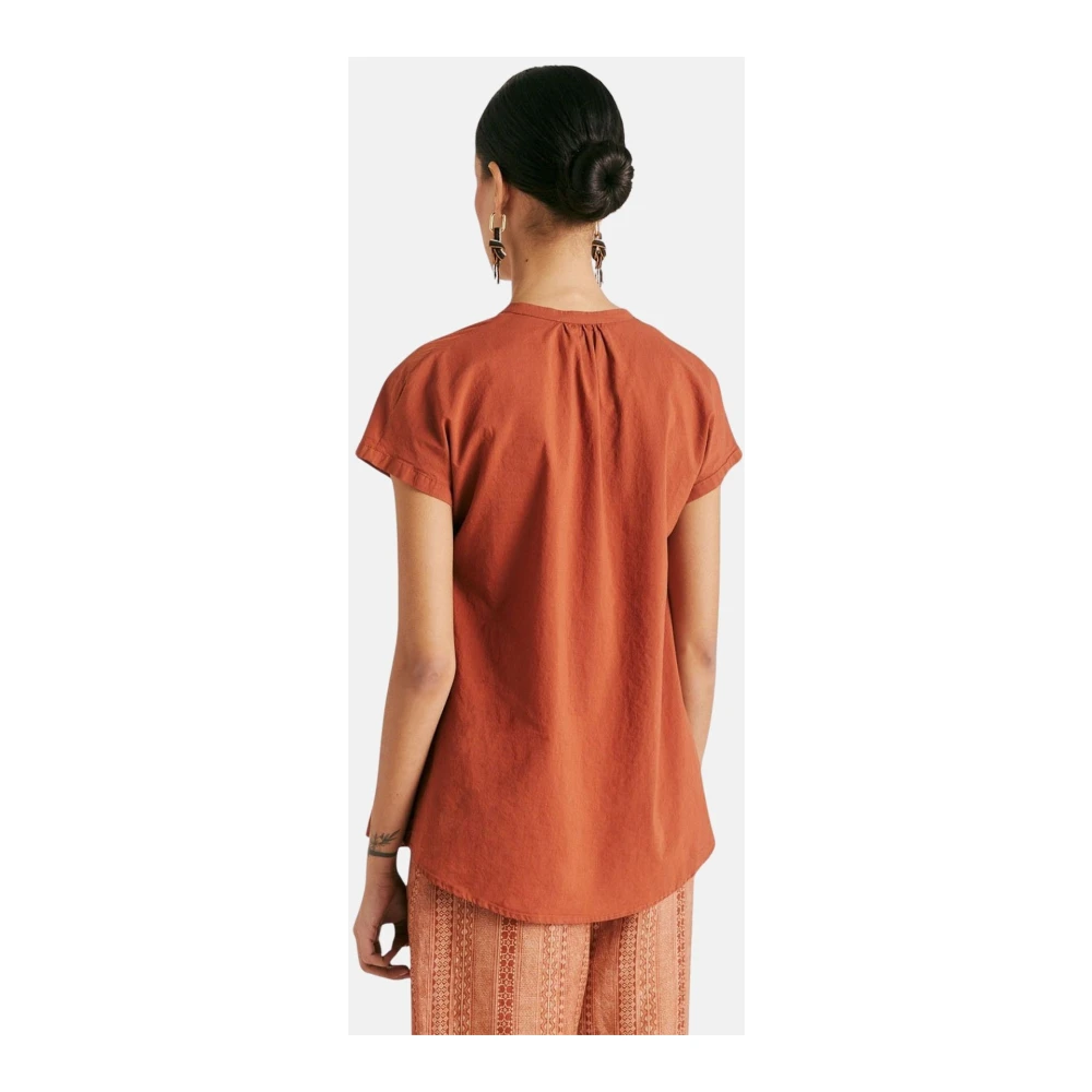 Momoni Koreaanse Kraag Katoenen Voile Shirt Orange Dames