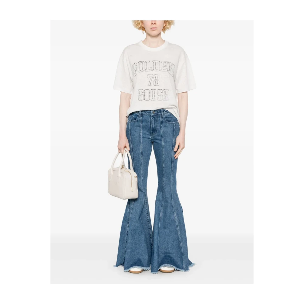 Golden Goose T-shirt met logo-print White Dames