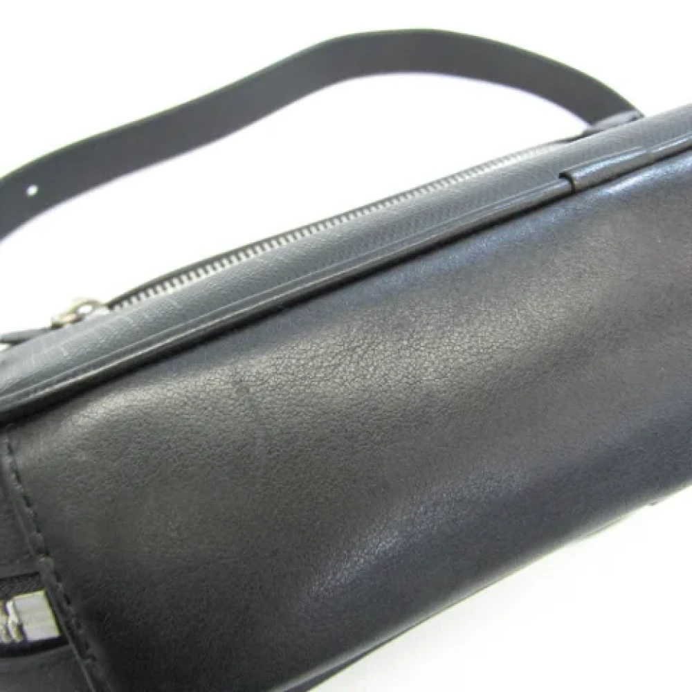 Burberry Vintage Tweedehands Zwarte Leren Crossbody Tas Black Dames