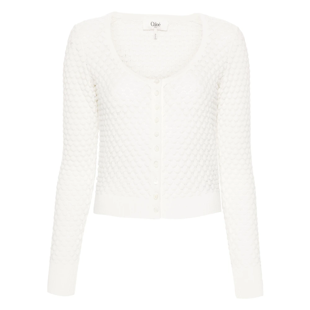 Chloé Witte Katoenen Vest Knoopsluiting White Dames