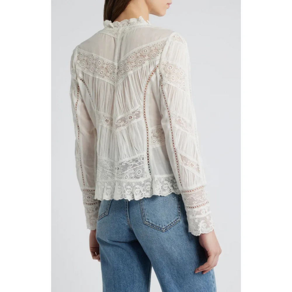 Loveshackfancy Kanten Borduurwerk Katoenen Voile Blouse White Dames