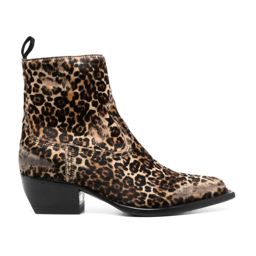 Golden Goose Donna Marrone Stivaletti Leopardati In Cavallino