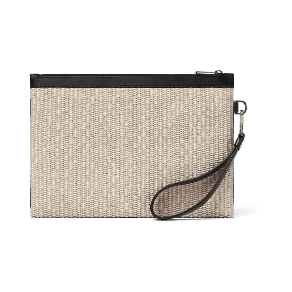Versace Geborduurde Beige Clutch Tas Beige Heren