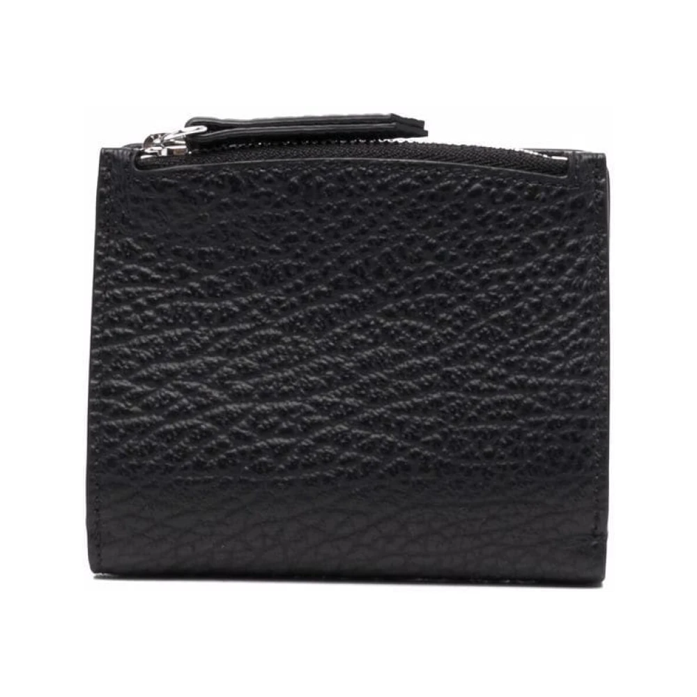 Maison Margiela Zwarte leren portemonnee met vier steken Black
