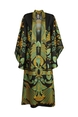 Opulent Nile Silk Midi Dress