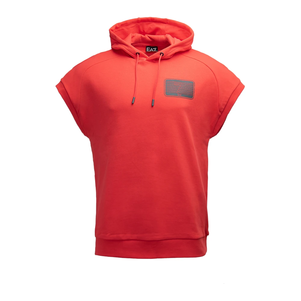 Emporio Armani EA7 Ärmlös Herr Hoodie Röd Löst Passform Red, Herr