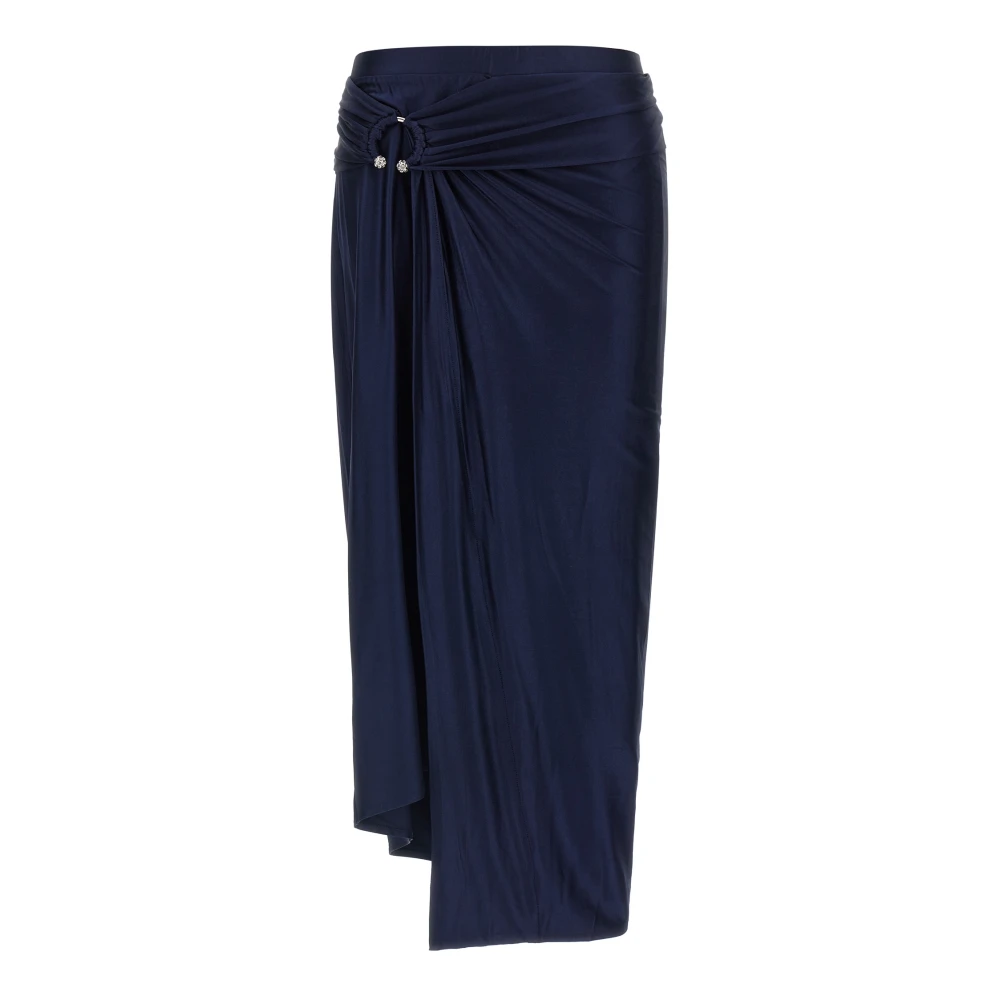 Rabanne Women's Blue Midi Skirts, Xs, Wallet-Style Draped Midi Skirt