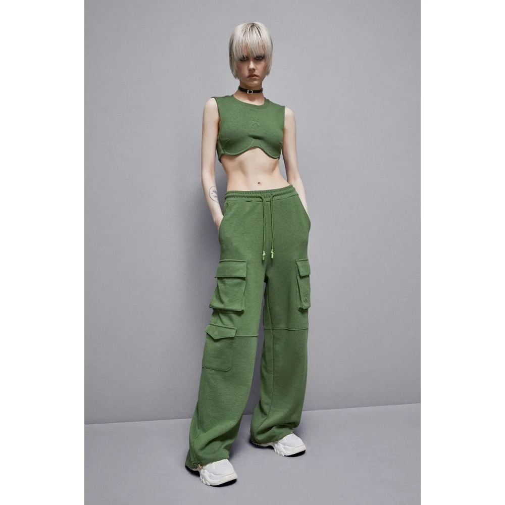 PATRIZIA PEPE Cargo Sweatpants Levendige Kleur Comfort Fit Green Dames