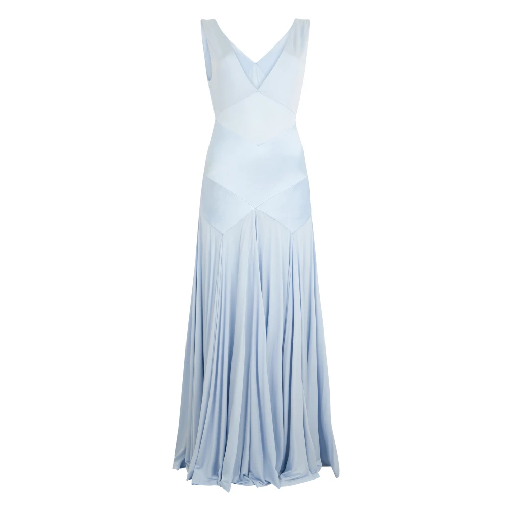 Self Portrait Women's Blue Gowns, L, Maxi Dress With Wide Neckline