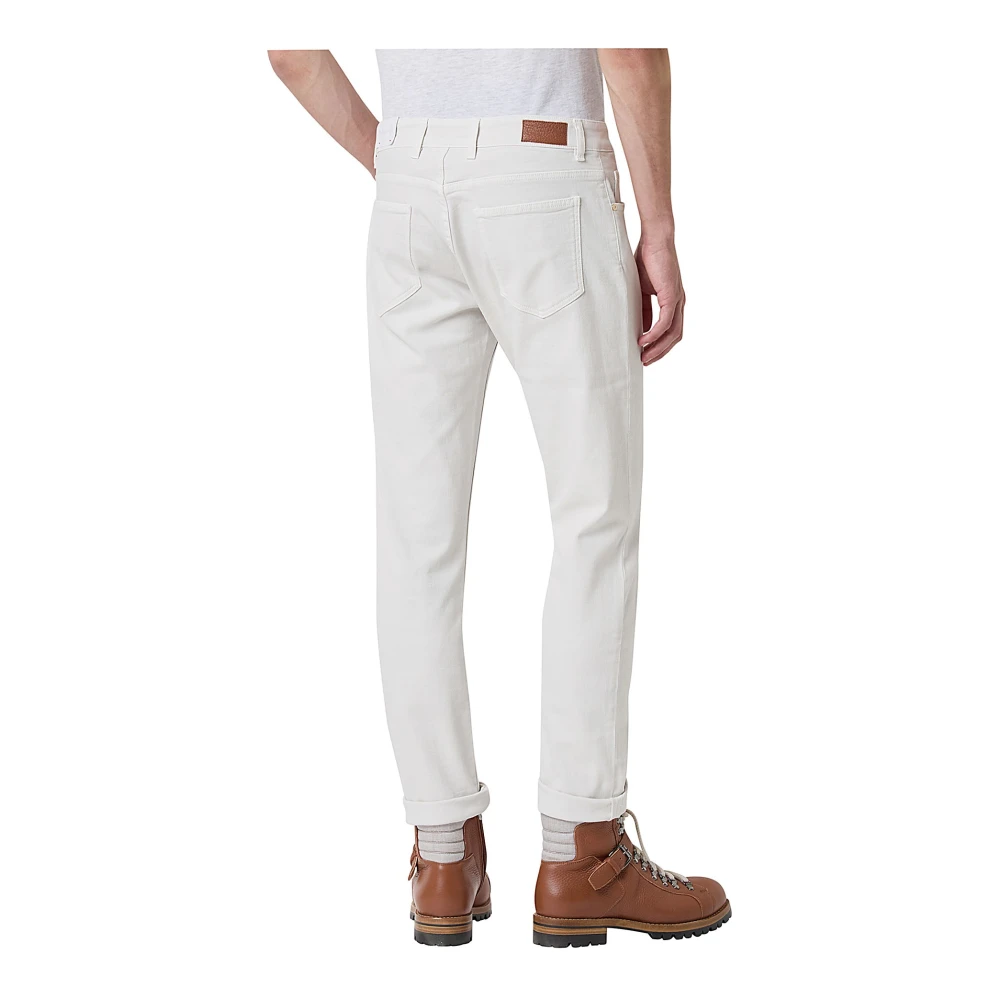 Eleventy Denim Stretch en Leren Broek White Heren