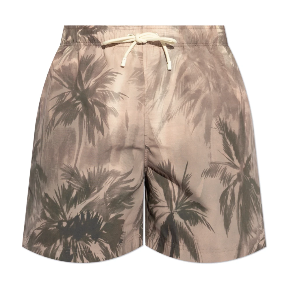 Palm Angels Men's Gray Swim Shorts With Print - Beachwear - Xl - Swimwear