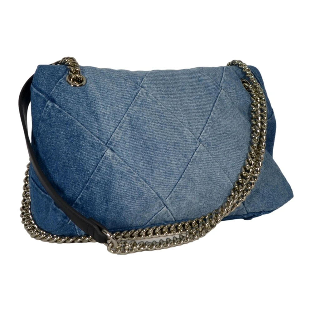Gaëlle Paris Denim Schoudertas met Metalen Logo Blue Dames