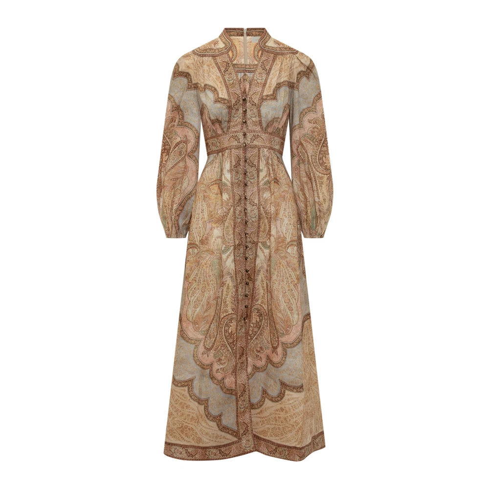 Zimmermann Women's Brown Wanderlust Plunge Midi Dress