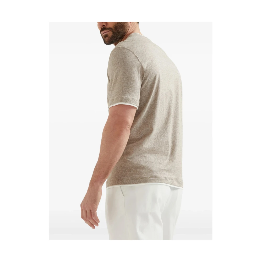 BRUNELLO CUCINELLI Beige Crew Neck T-shirt Beige Heren