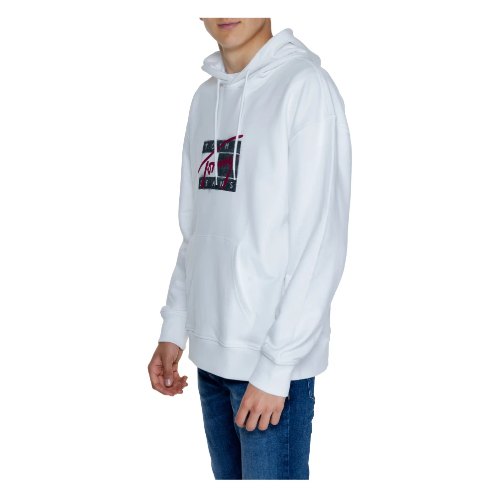 Tommy Jeans Graffiti Hoodie Mannen Herfst Winter Collectie White Heren