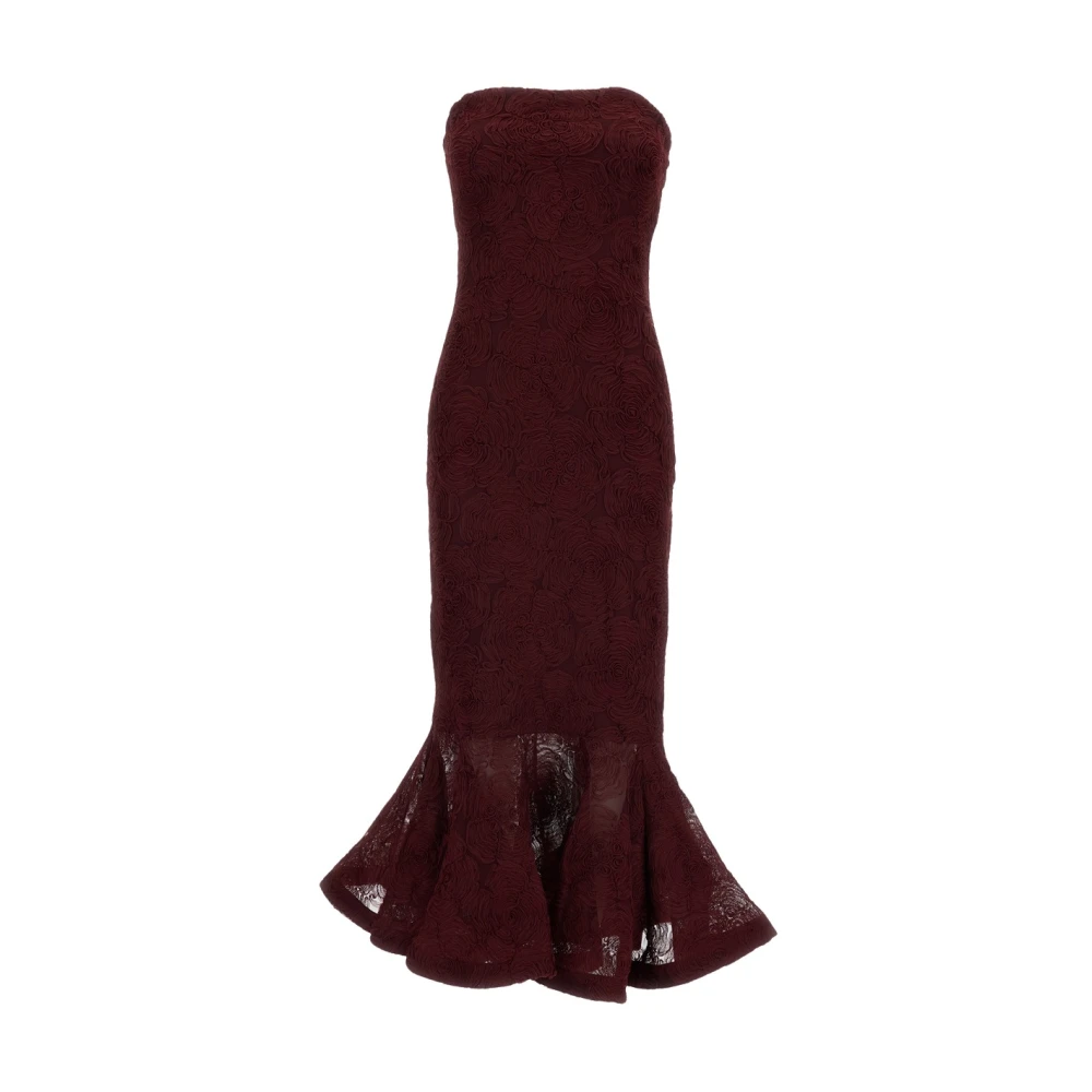 Rotate Birger Christensen Flower Mesh Flounce Dress - Female - Gowns - Red - Xs - Dresses