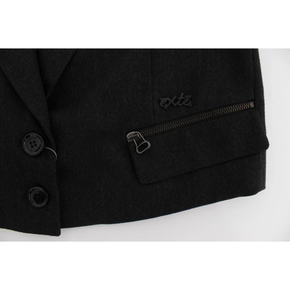 Exte Elegante Grijze Blazerjas met Gouden Knopen Gray Dames