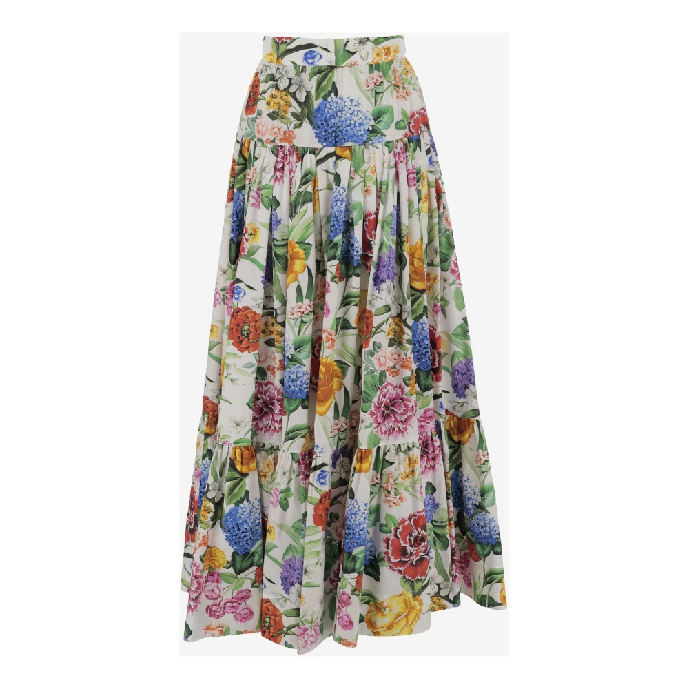 Dolce & Gabbana Hoge Taille Bloemen Ruche Rok Multicolor Dames