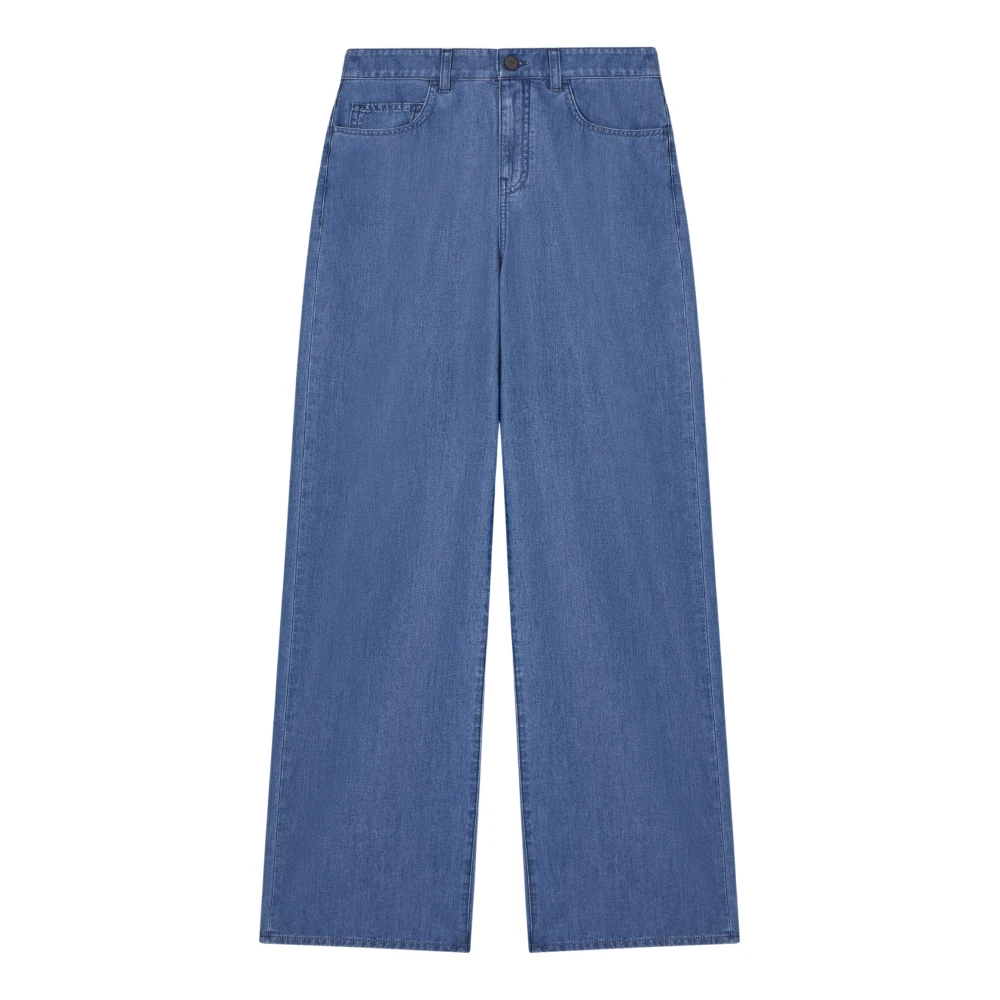 Emporio Armani Vrouw Blauw Jeans Dames, W28, Katoen, Wijde Katoenen Jeans