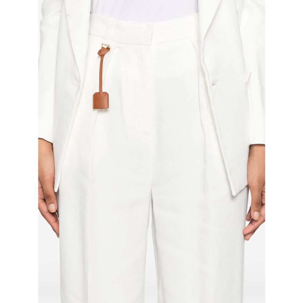 Elisabetta Franchi Ivoor Broek met Voorknoopsluiting Beige Dames