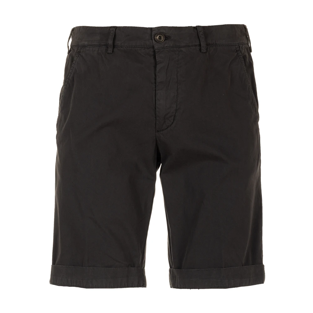 40Weft Zwarte Chino Bermuda Shorts voor Mannen Black Heren