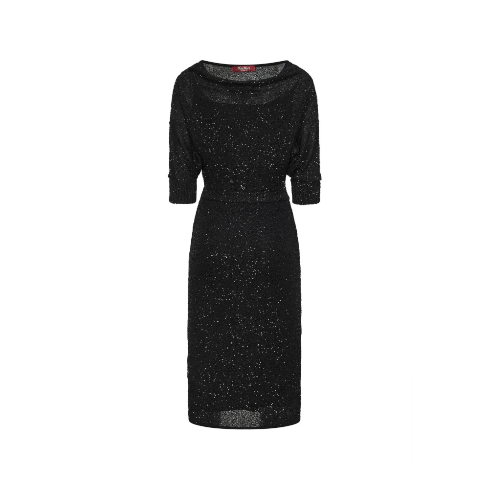 Max Mara Studio Women's Black Sequinned Viscose Yarn Dress