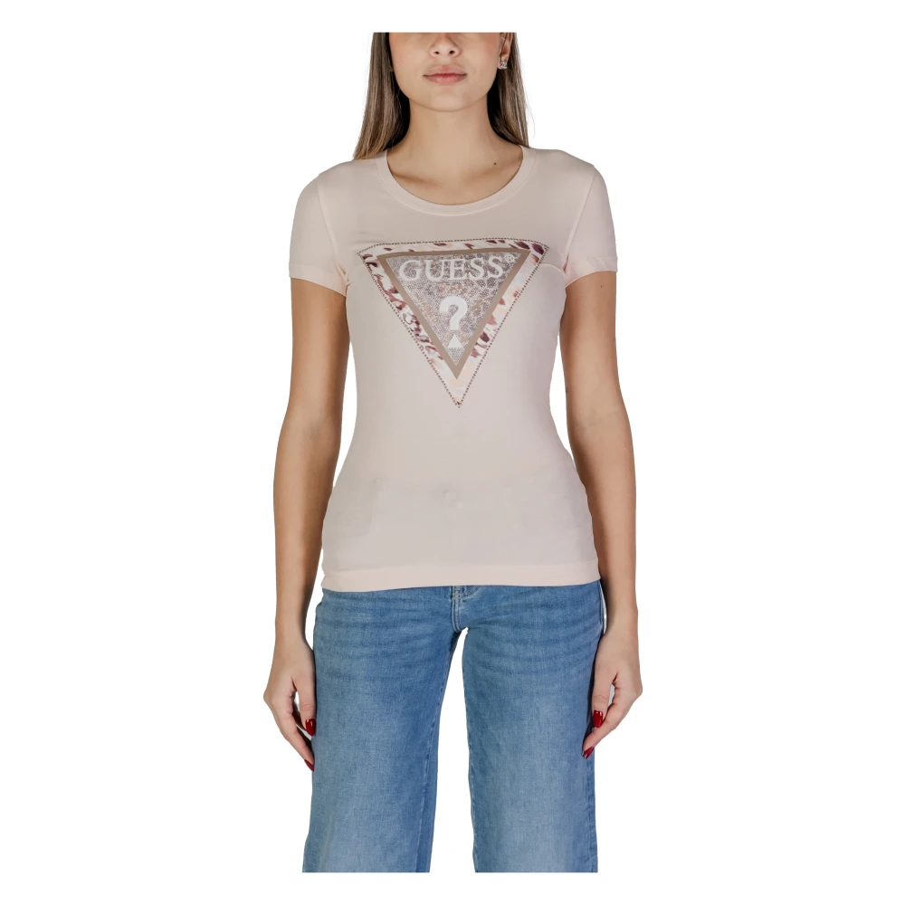 Guess Korte Mouw T-shirt Lente Zomer Collectie Pink Dames