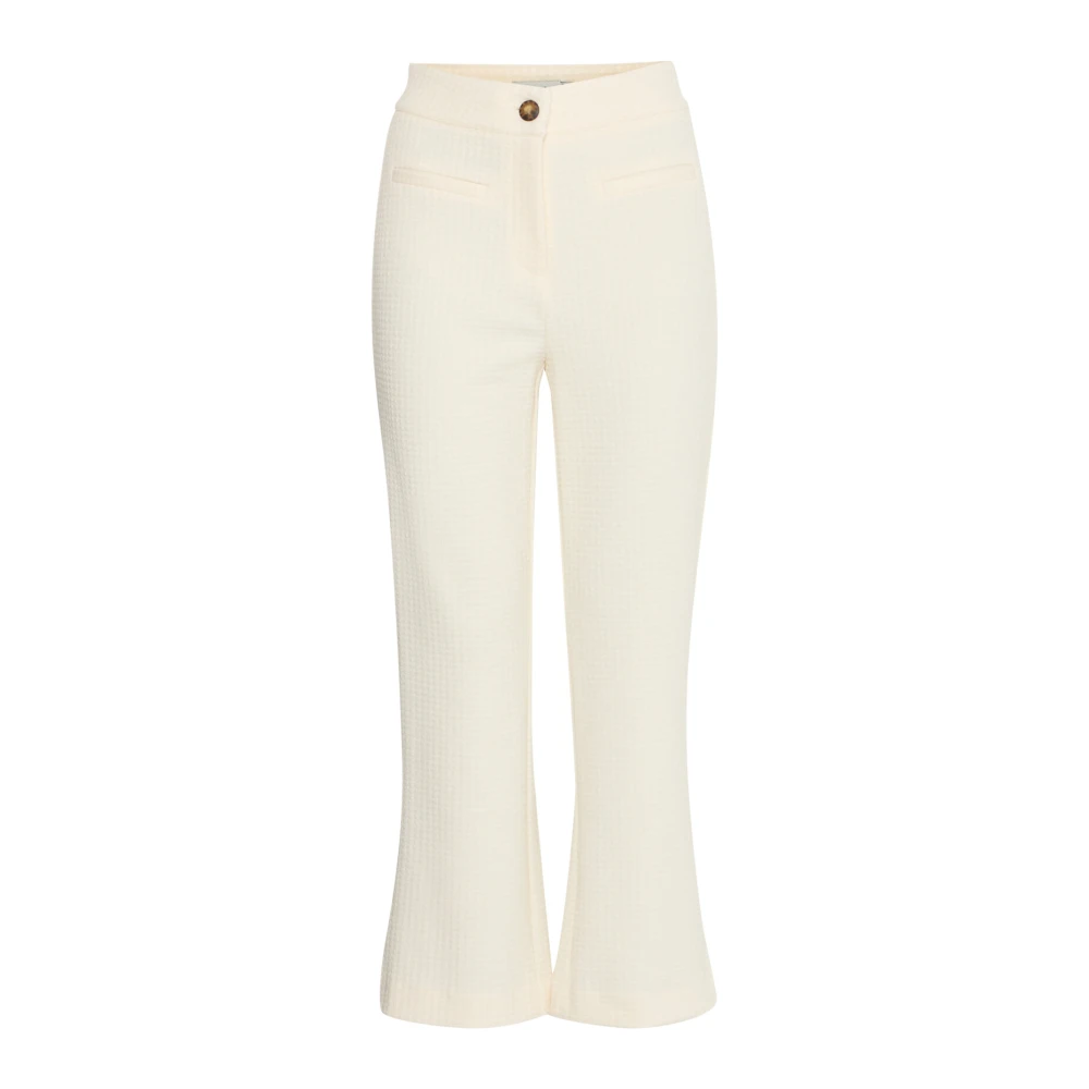 Ichi Cropped flare broek in Birch Beige Dames