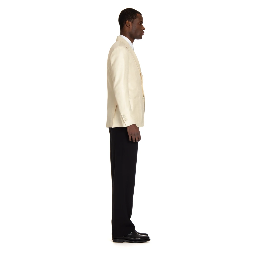 Lardini Crème Jas Twee Knopen Lancia Revers Beige Heren