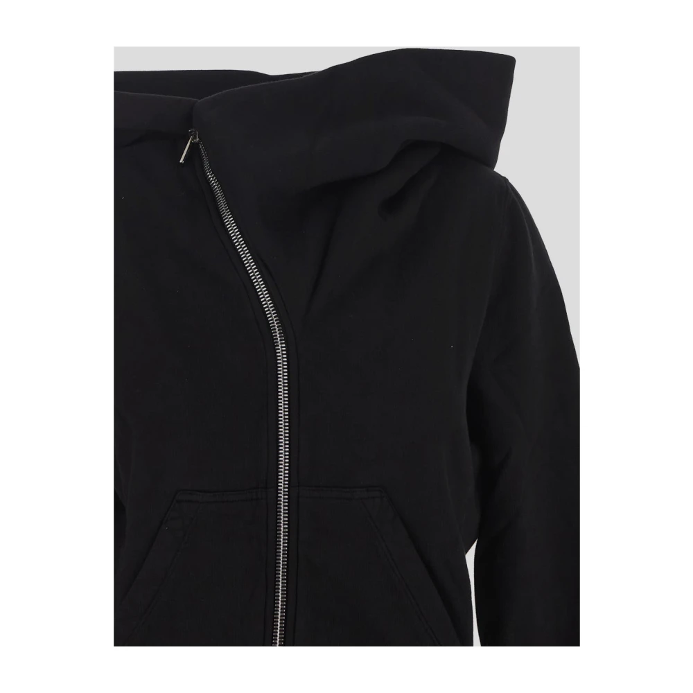 Rick Owens Asymmetrische Rits Berg Hoodie Black Dames