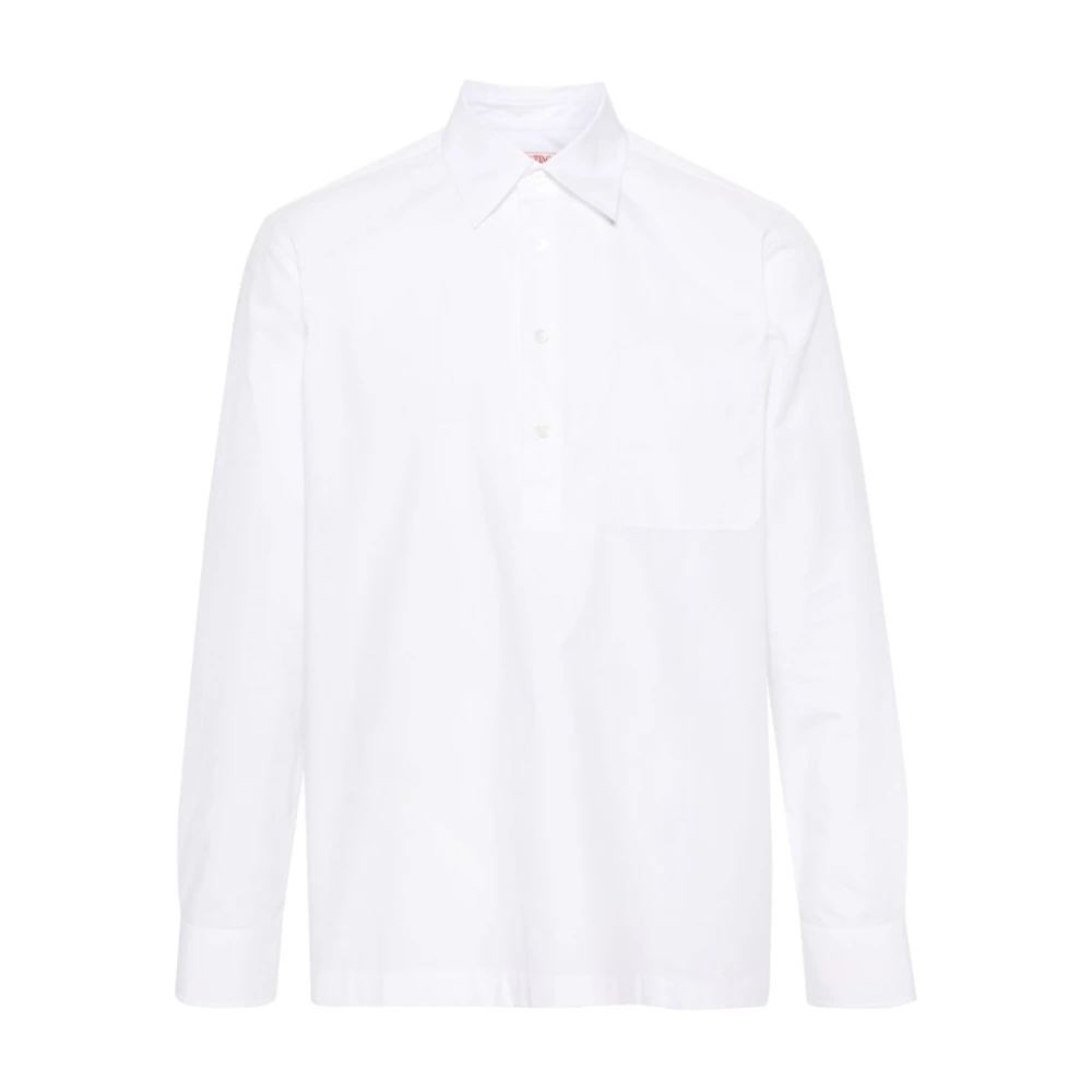 Valentino Garavani Witte Katoenen Poplin Overhemd met Puntige Kraag en Knoopsluiting White Heren