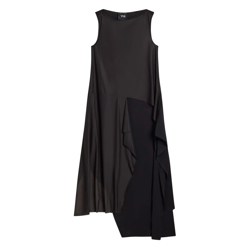 Y-3 Women's Black Midi Dresses, S, Mesh Dress