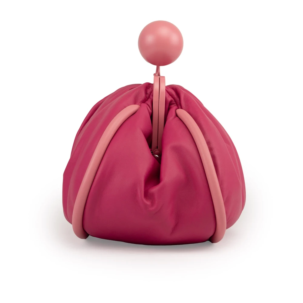 Max Mara Weekend Kersenleer Clutch Tas Pink Dames