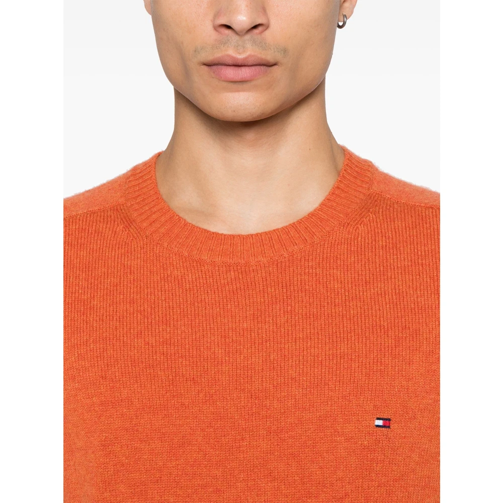 Tommy Hilfiger Heather Lambswool Crew Neck Sweater Orange Heren