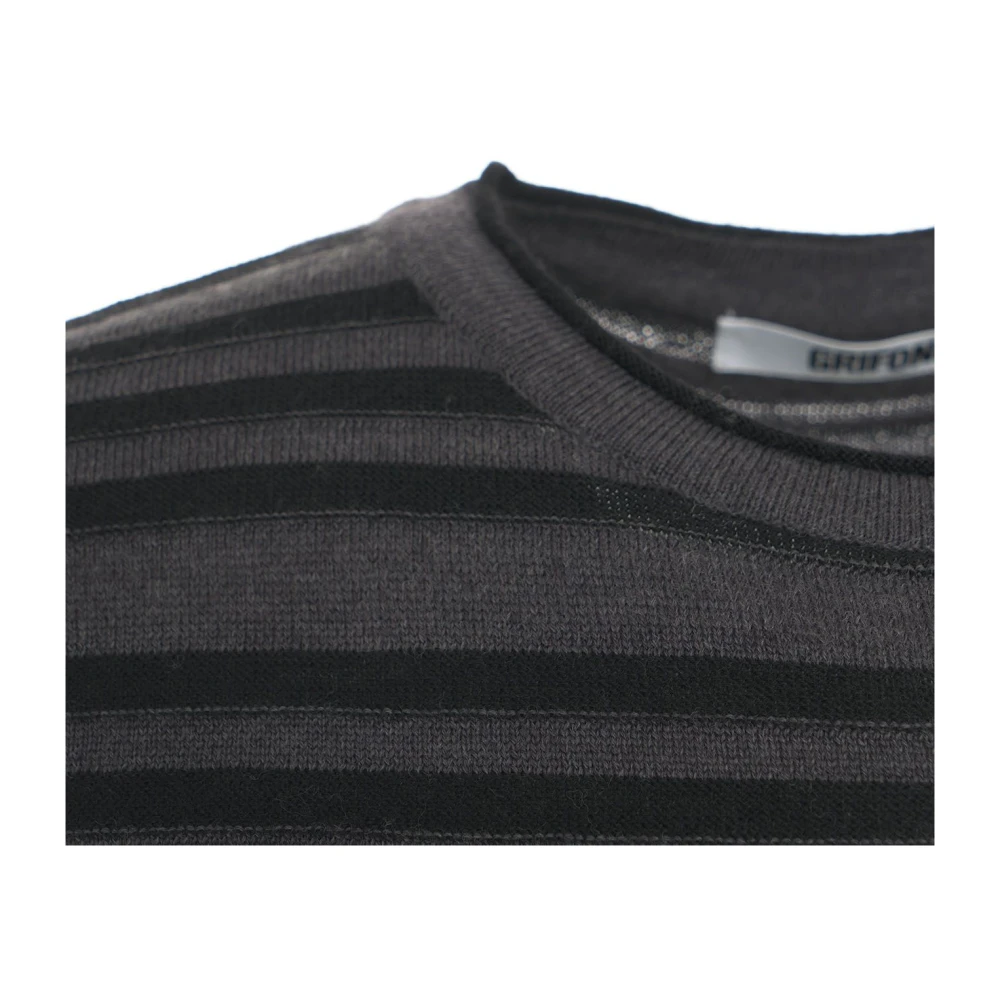 Mauro Grifoni Grijze Gebreide Trui Aw24 Handwas Black Heren
