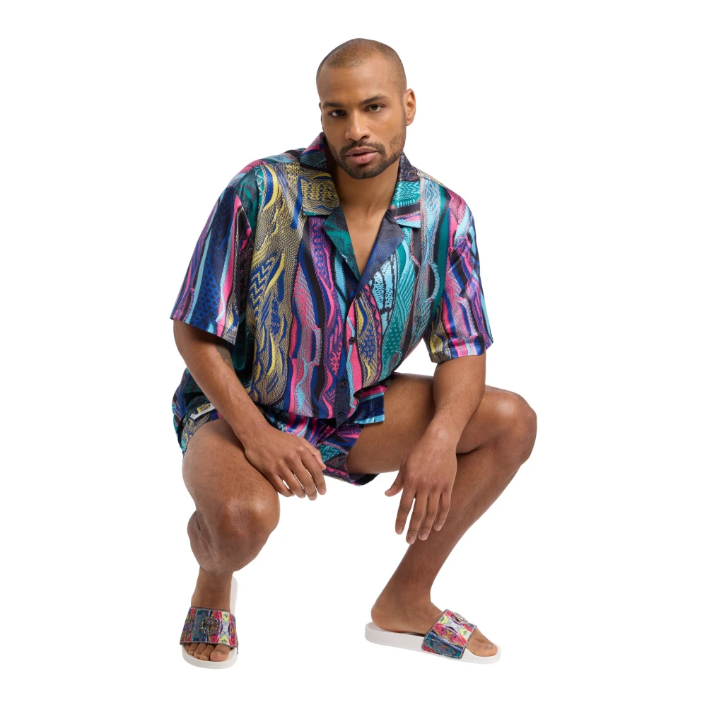 carlo colucci Stijlvol All-Over Print Overhemd Multicolor Heren