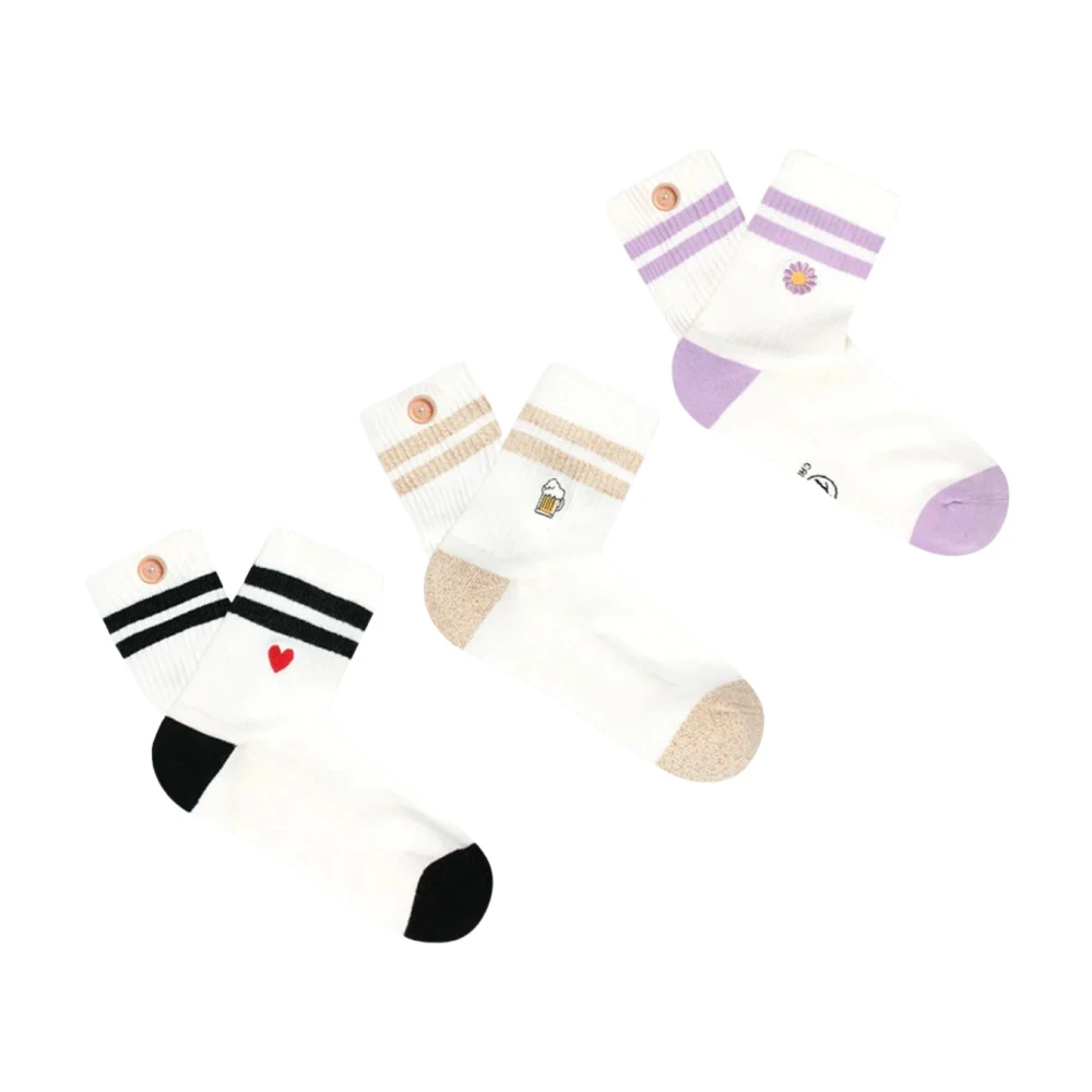 Cabaia Geborduurde Sokkenset Witte Tinten Multicolor Dames