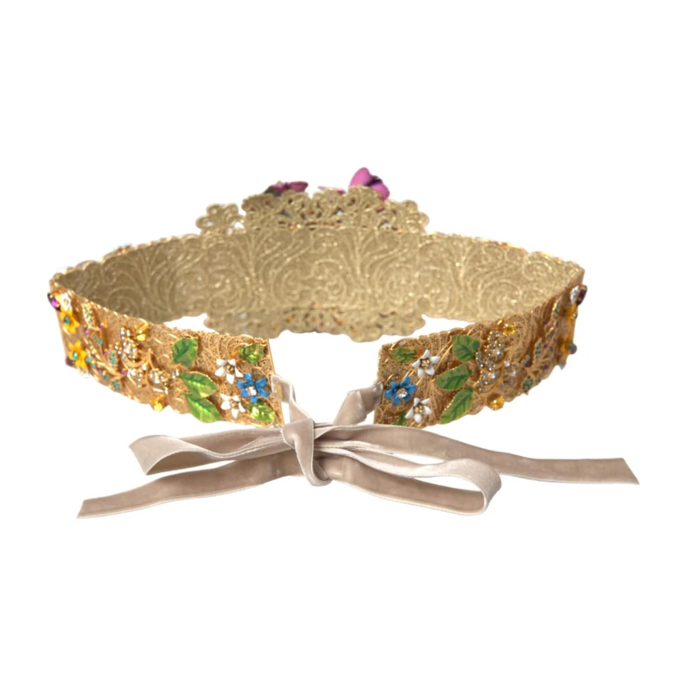Dolce & Gabbana Bloemkristal versierde brede taille riem Multicolor Dames