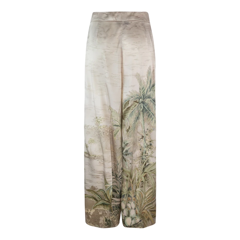 Liu Jo Hoge Taille Groene Bedrukte Broek Multicolor Dames