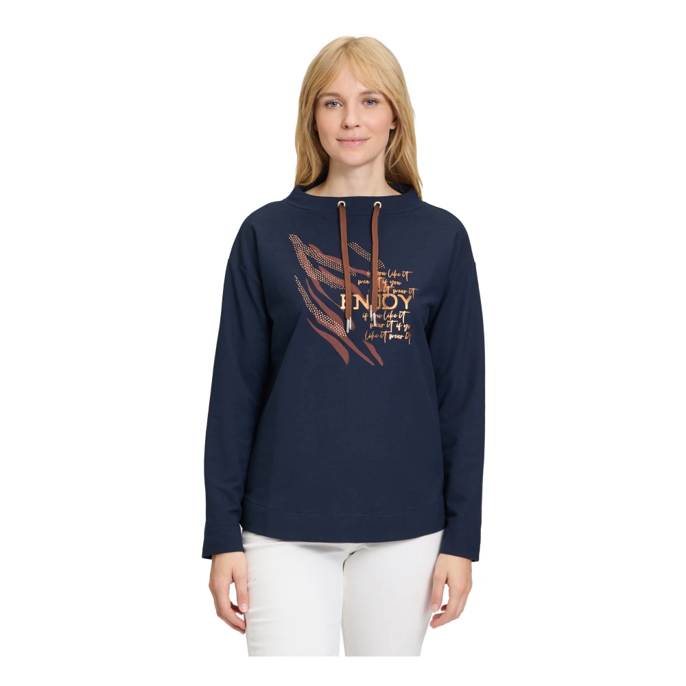 Betty Barclay Sweatshirt met dierenprint en glinsterende stenen Blue Dames