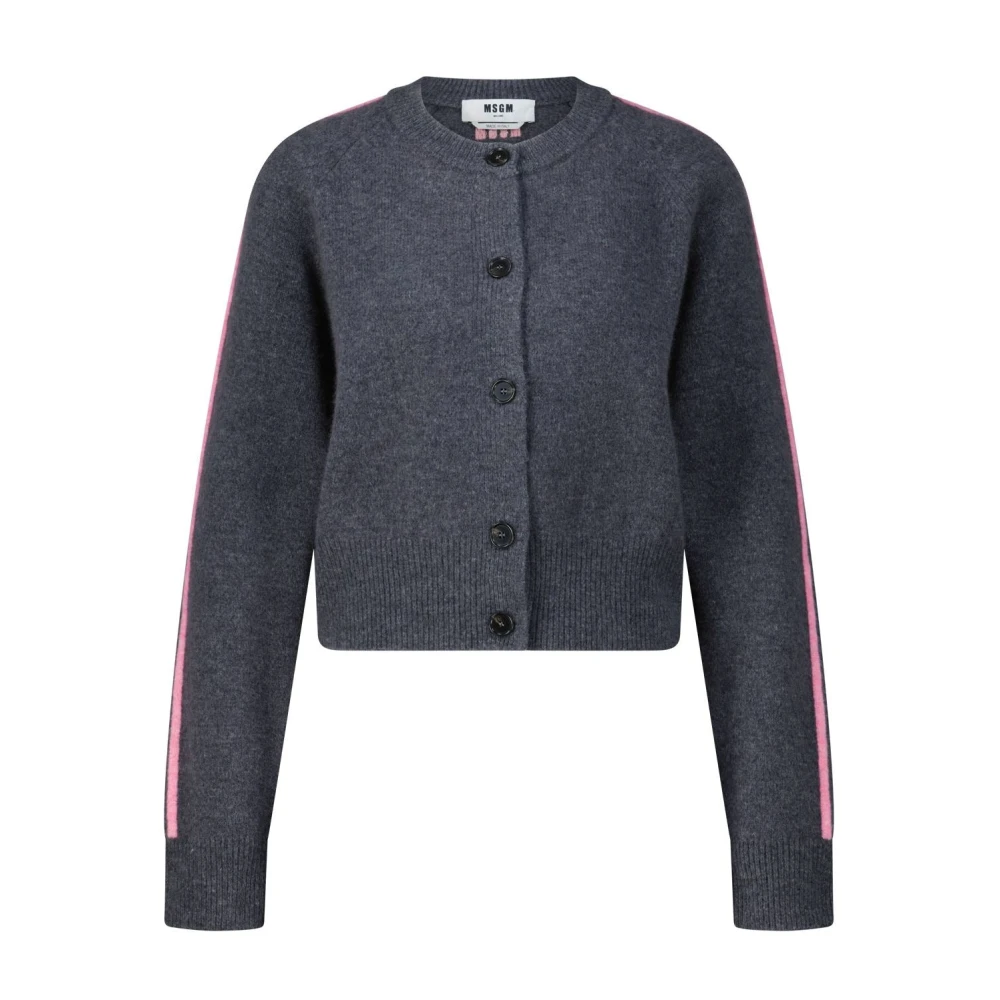 Msgm Gestreepte Wollen Vest Gray Dames