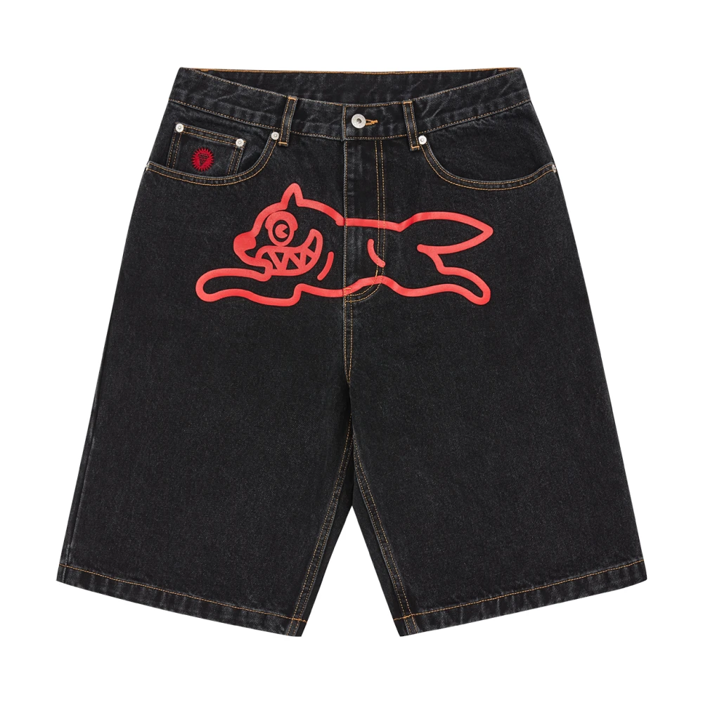 Icecream Men's Black Running Dog Denim Shorts