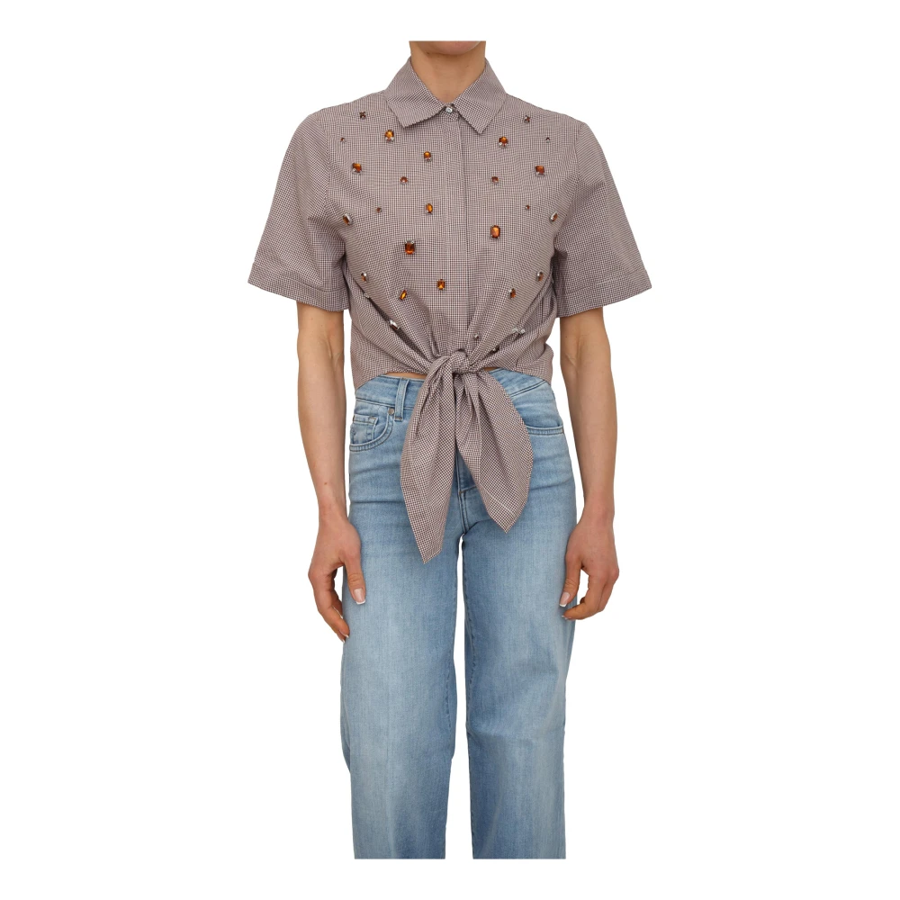 Liu Jo Kvinno Brun Blusar & Skjortor Dam, Xs, Bomull, P9588 Skjorta