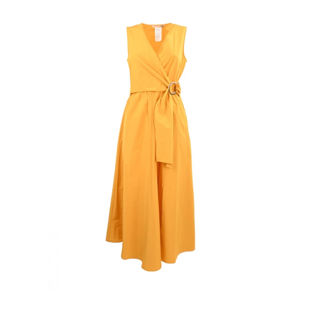 Pennyblack Korte katoenen jurk met uitlopend model Yellow Dames