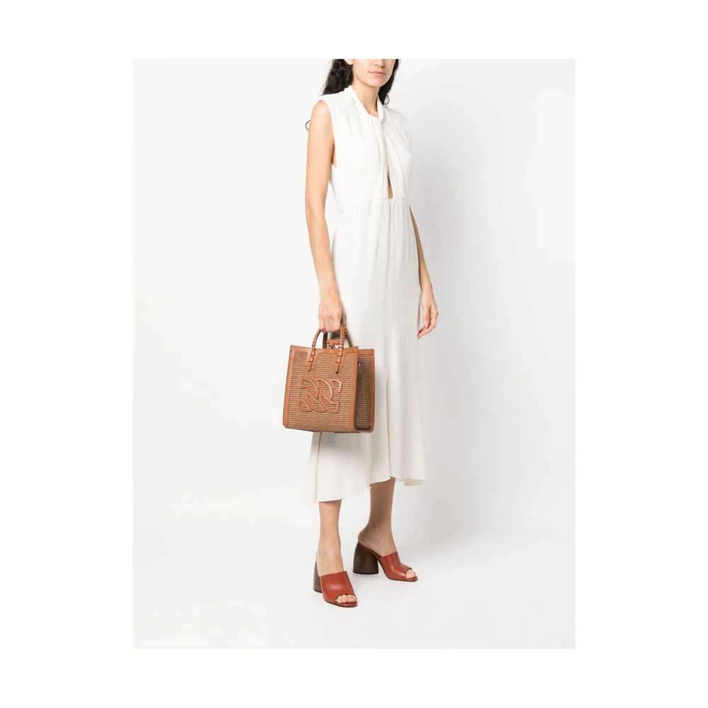 Casadei Bruin Leren Geweven Handtas Brown Dames