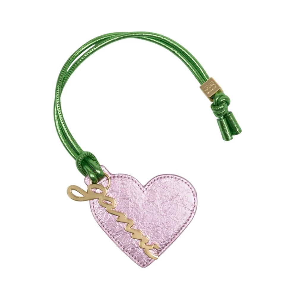 Ganni , Keychains, Female, Pink, One Size, Heart Mirror In Metallic
