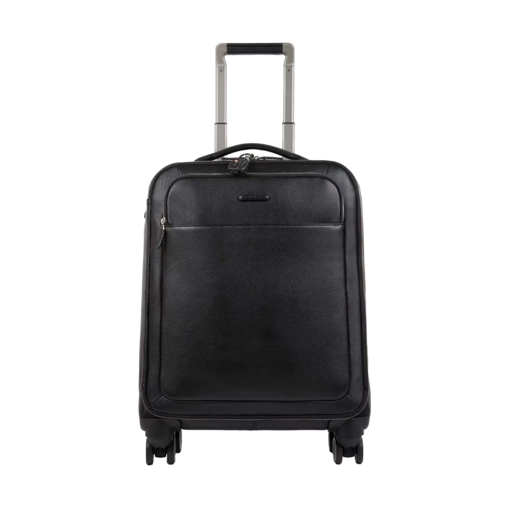 Piquadro Slanke vierwielige cabine trolley bagage Black Unisex