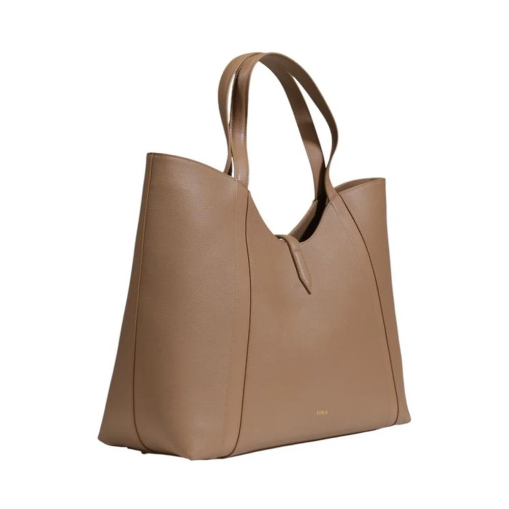Furla Beige Leren Handtas met Strak Design Beige Dames