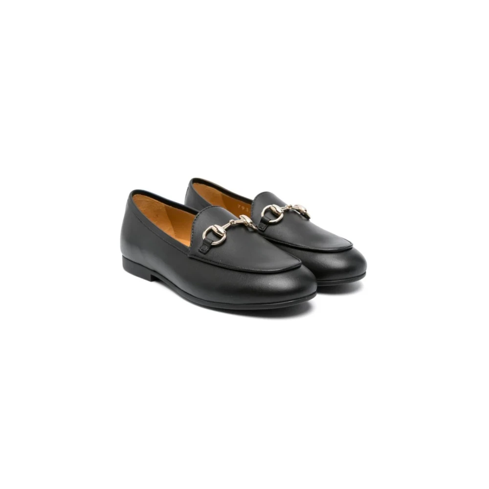 Gucci Svarta Läderbarn Loafers Horsebit Detalj Black, Pojke